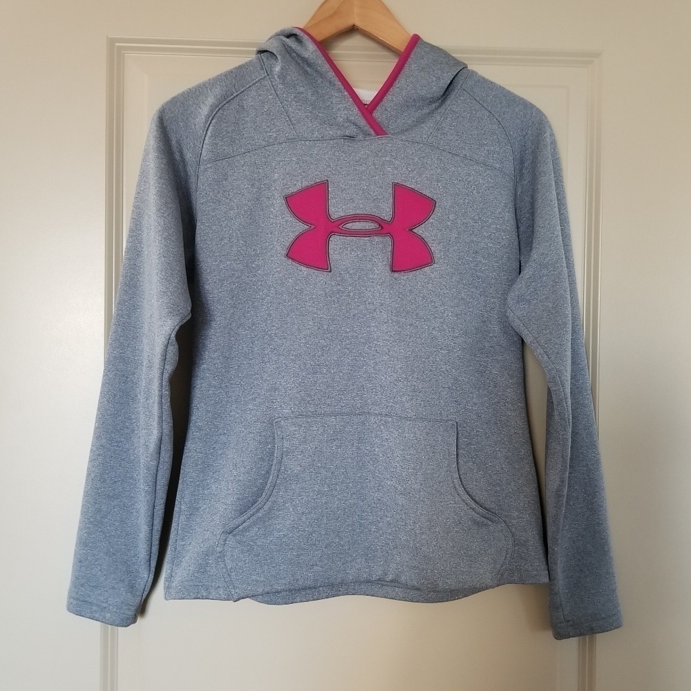 Under Armour Gray and Pink Hoodie Sweater Sz Small